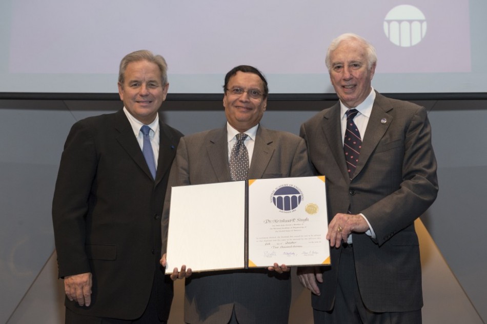 Holtec’s Dr. Kris Singh is Inducted into the National Academy of Engineering. Pictured from left to right: Mr. Charles O. Holliday, Jr., Chair, National Academy of Engineering; Dr. Kris Singh, President & CEO, Holtec International; Dr. C.D. Mote, Jr., President, National Academy of Engineering