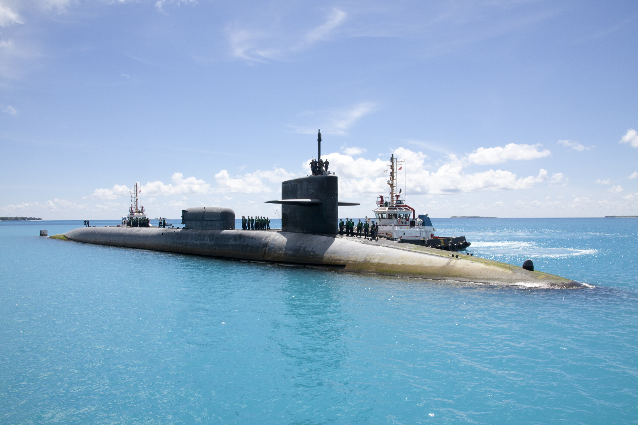 USS Florida (SSGN 728) Mooring in Diego Garcia, British Indian Ocean Territory, on June 2nd 2015 after a 95 Day Underway