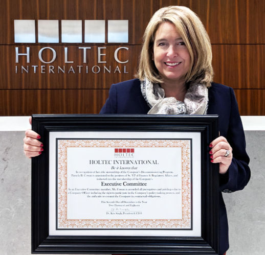 Ms. Pamela Cowan, Senior Vice President and Chief Operations Officer of Holtec Decommissioning International