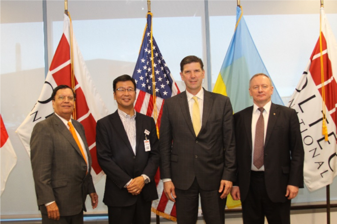 From left to right: Dr. Kris Singh (Holtec); Noriyuki Takazawa (Mitsubishi); Edward McGinnis (US DOE); Yuriy Nedashkovsky (Energoatom)
